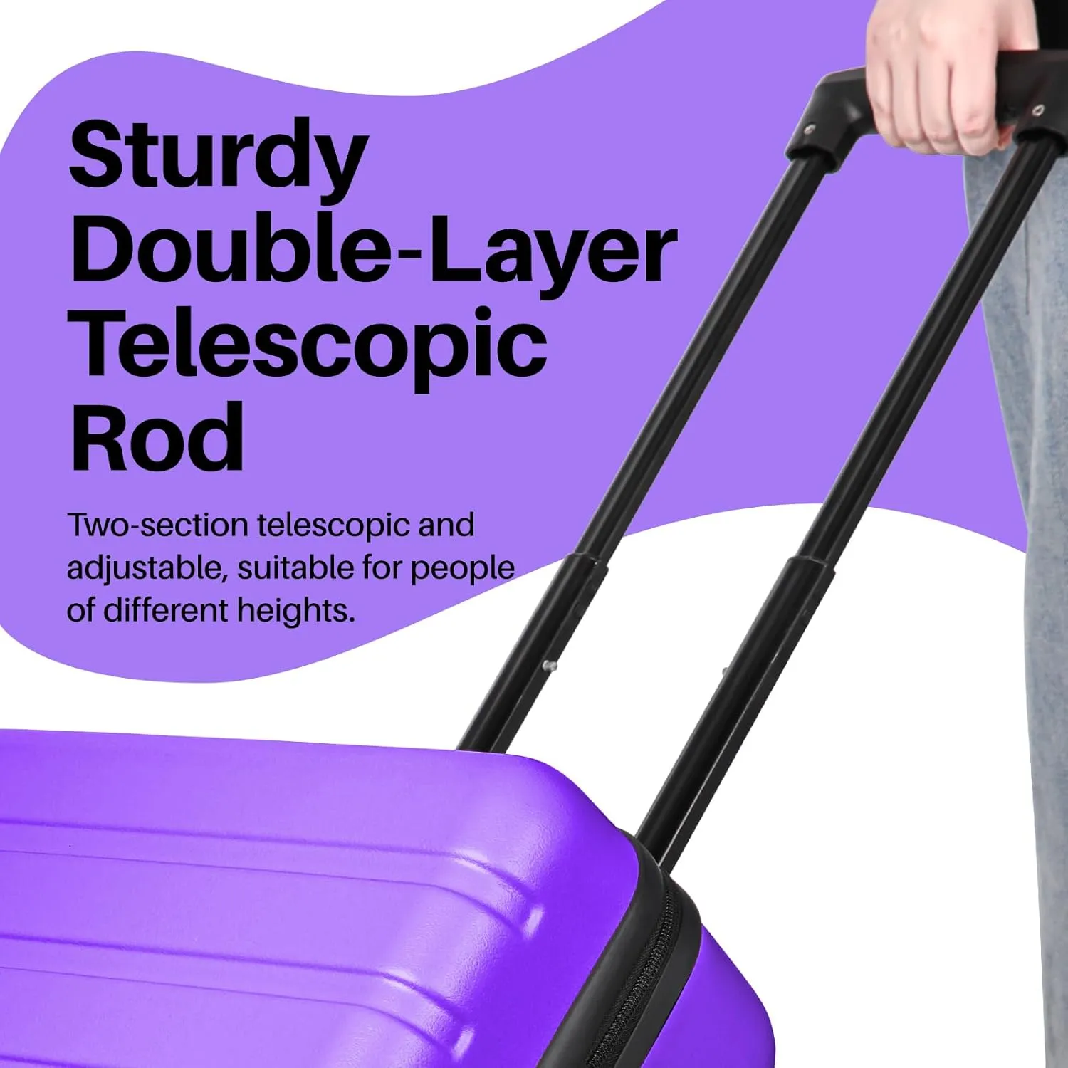 AnyZip Suitcase Hardside PC ABS Lightweight USB Luggage with Wheels TSA Lock Checked-Medium 24 Inch Violet Purple