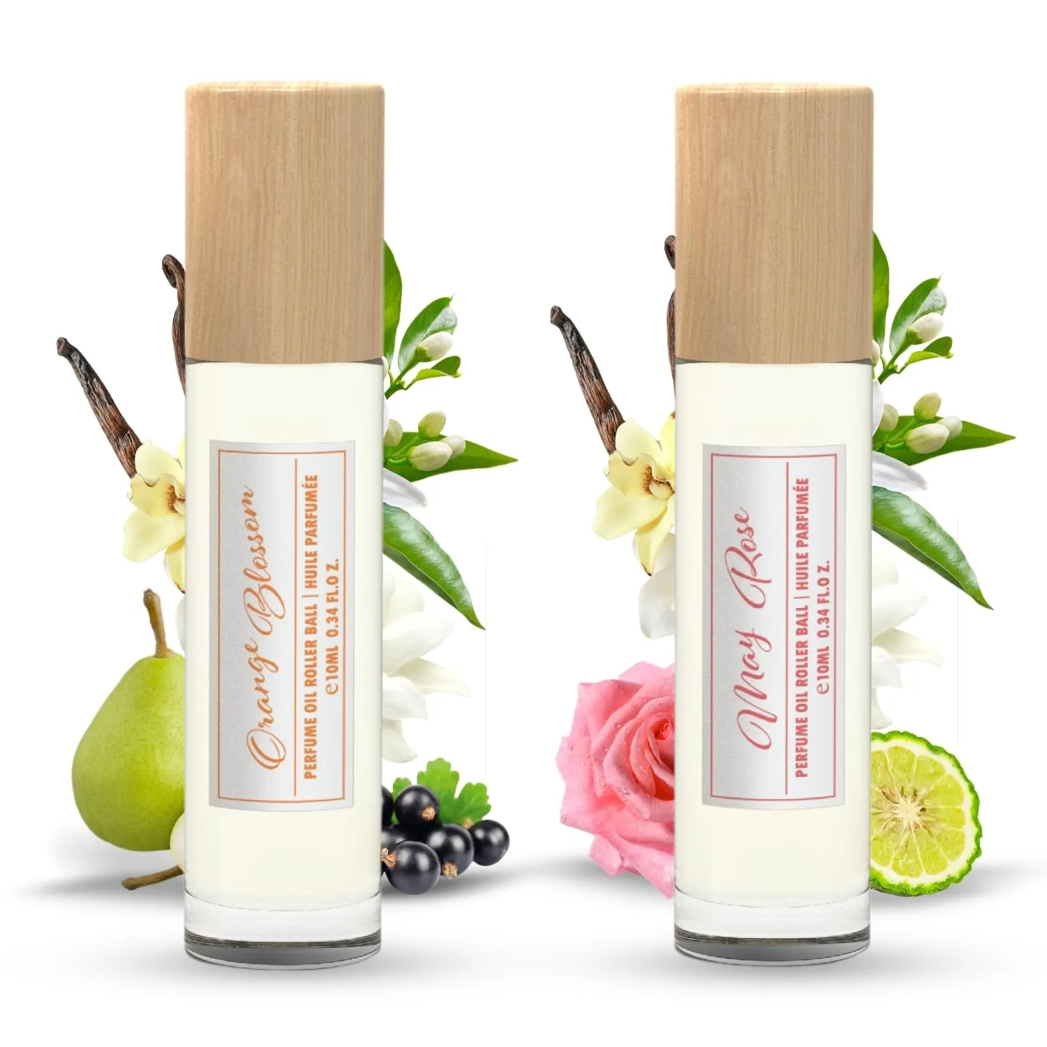 ARLYN Orange Blossom & May Rose Roll On Fragrance Oil for Women (0.34 fl.oz/10ml) Long lasting Fragrance Inspired by La Vie Est Belle & CC Madamoiselle Travel Size, Vegan, Luxury Scent, Made In USA
