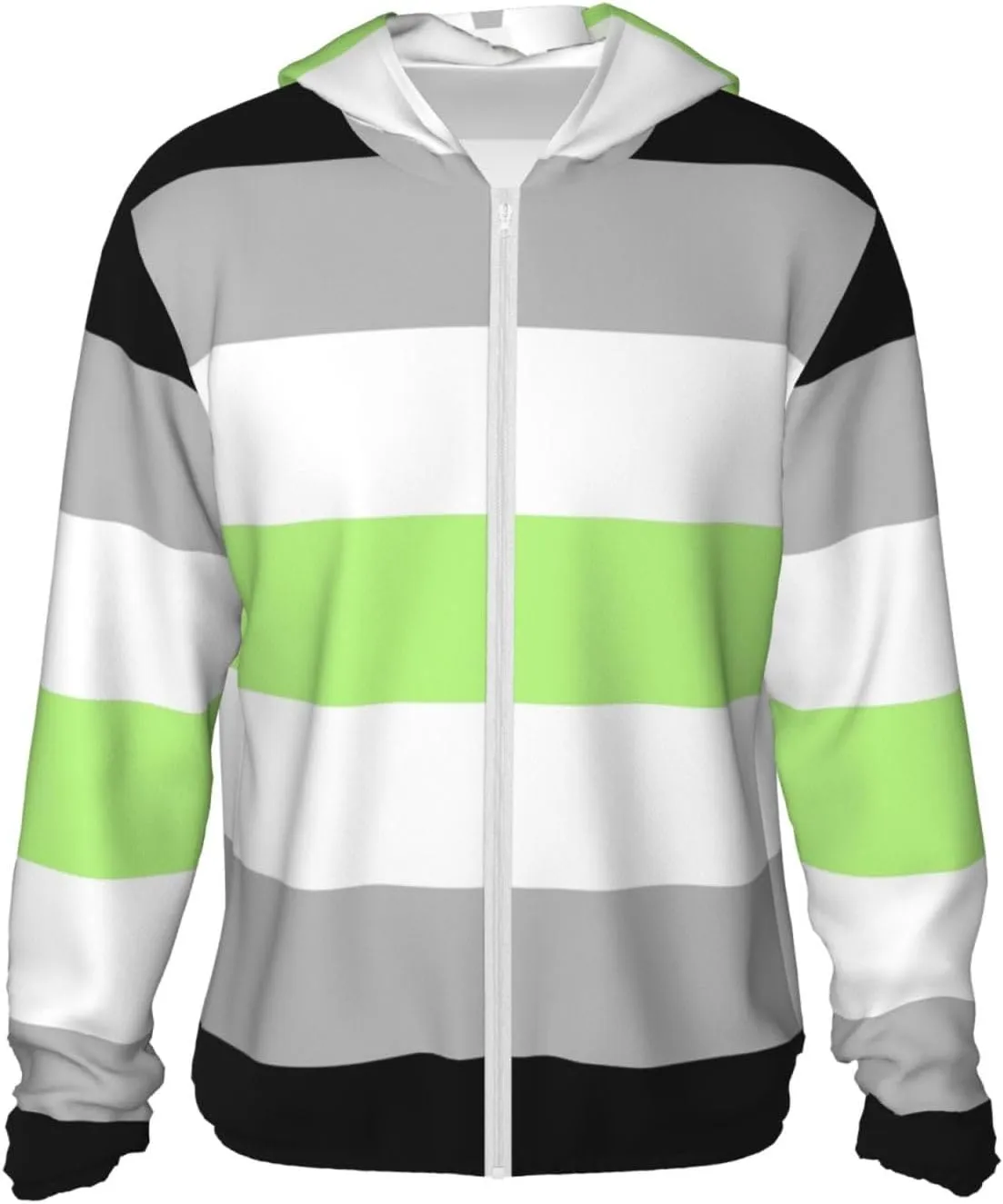 Asexual Pride Flag Sun Protection Hoodie Full Zip Shirts Jacket With Pockets For Hiking Outdoor Running For Women Men