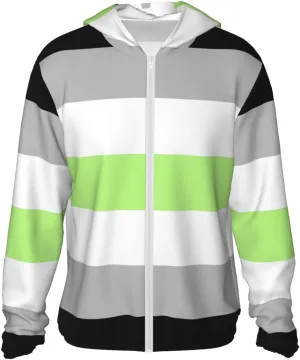 Asexual Pride Flag Sun Protection Hoodie Full Zip Shirts Jacket With Pockets For Hiking Outdoor Running For Women Men