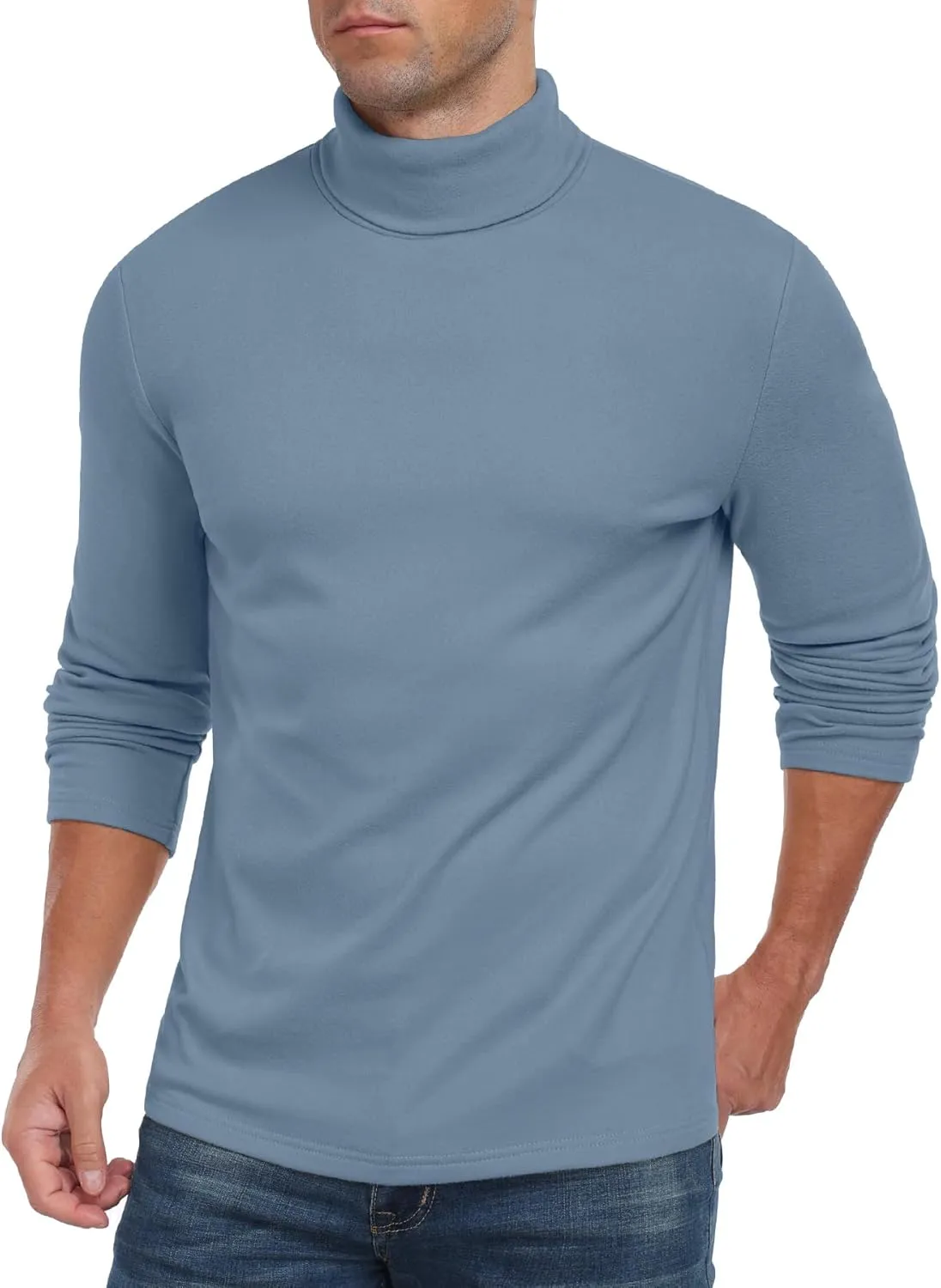 Askdeer Men's Turtleneck Long Sleeve Shirts Thermal Underwear Tops Basic Pullover Sweater Tees