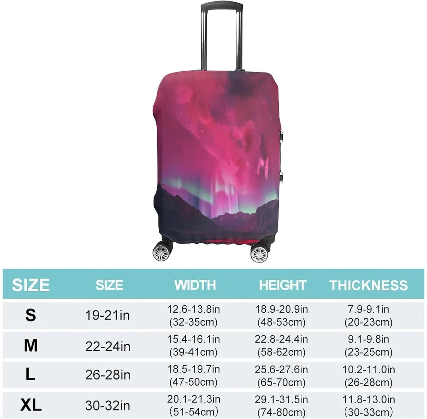 Aurora Pink-Romance Protective Luggage Case Washable Suitcase Cover Travel Bag Protector