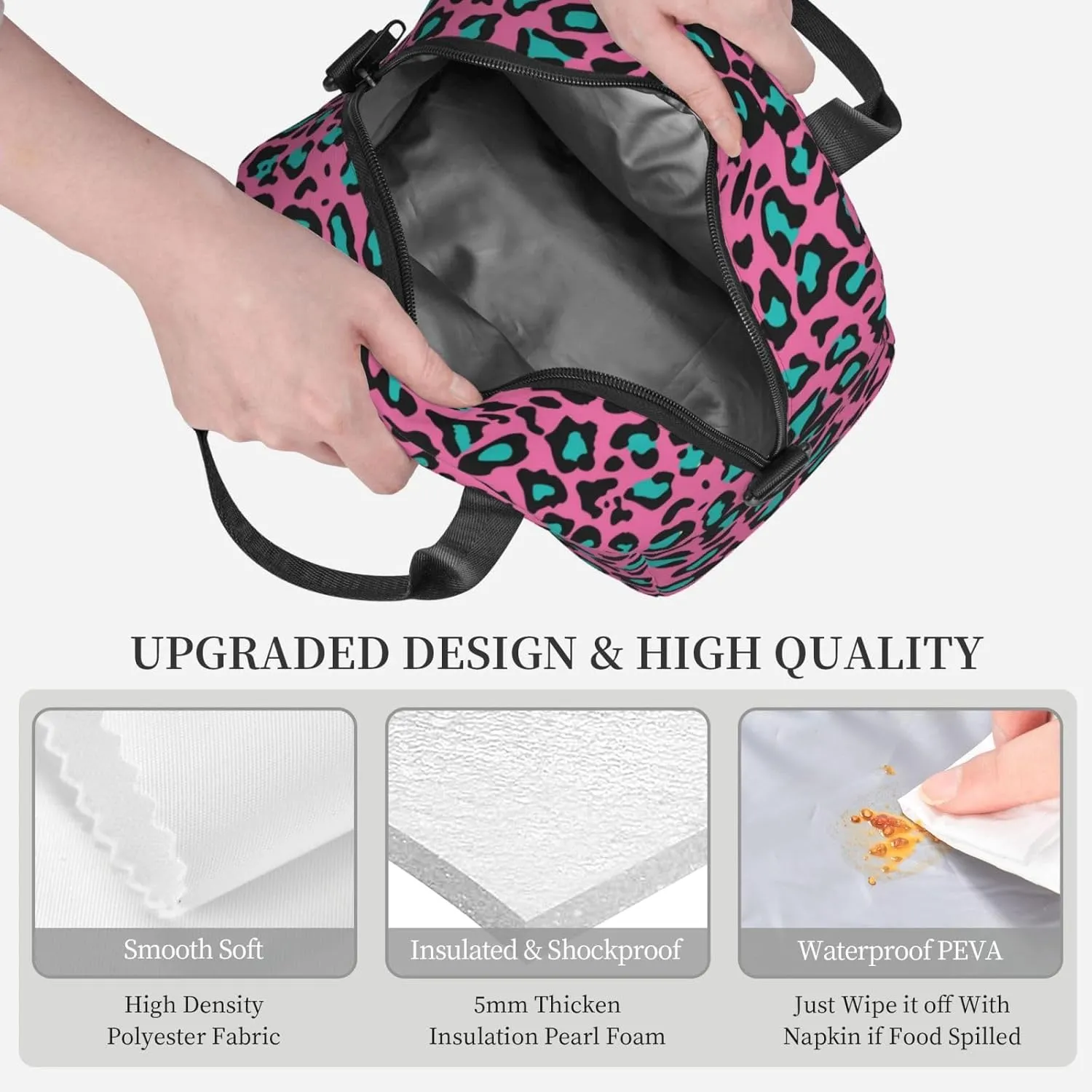 Autumn Leaves,Lunch Bag for Women Cute Lunch Bag For Work,Autumn Leaves in Faded Earthen,Insulated Lunchbag Lunch Tote With Adjustable Strap For Office Picnic Beach,White Brown