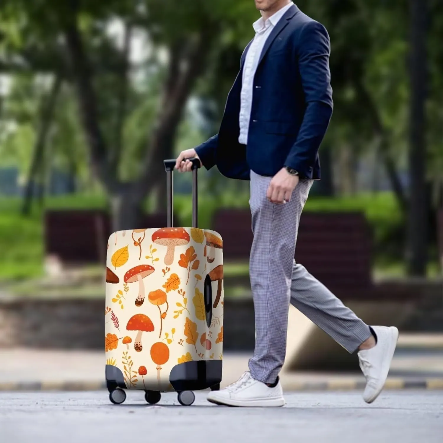 Autumn Mushrooms Travel Luggage Cover Protector Washable Elastic Suitcase Cover Luggage Protective Cover for 18-32 Inch Luggage Covers for Luggage Luggage Cover for Suitcase-L
