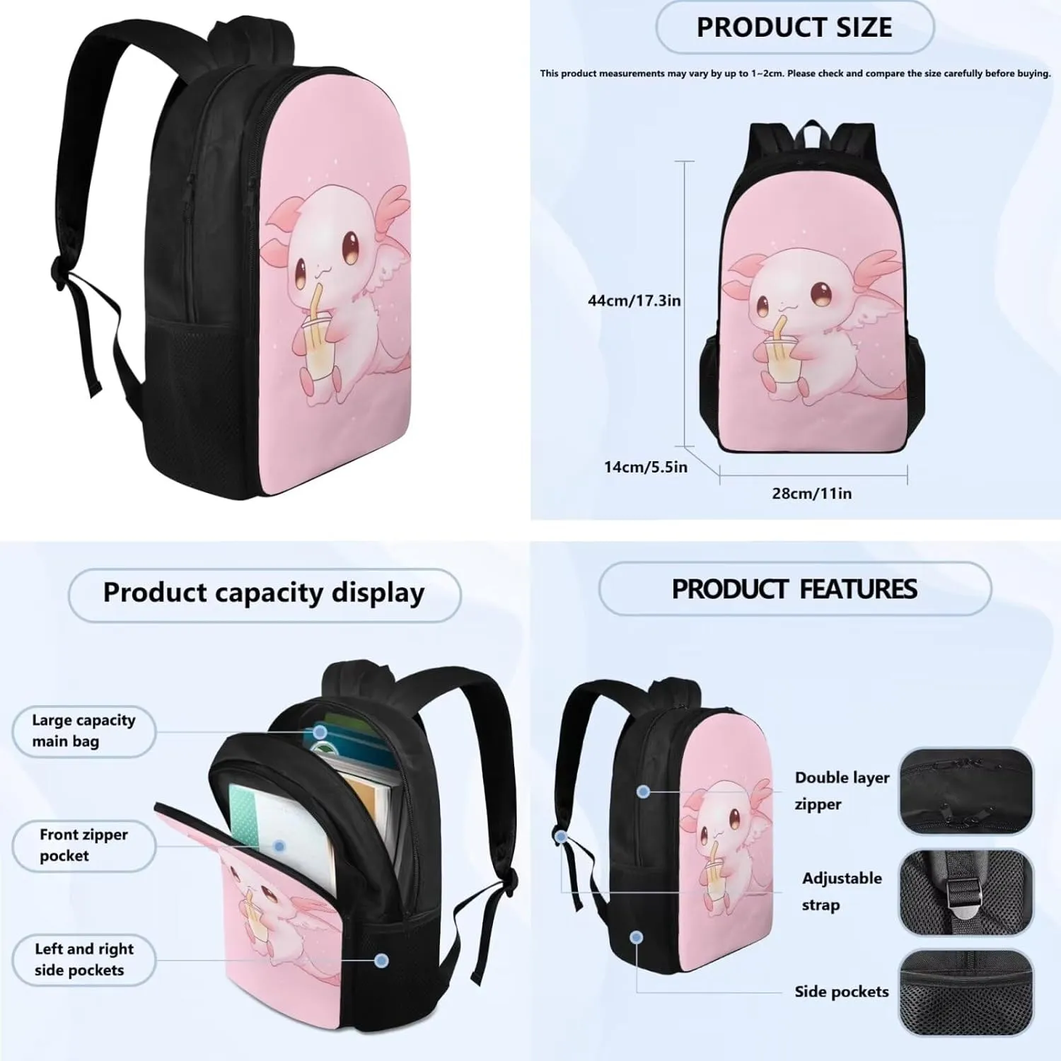 Axolotl Girls Bookbag Ages 8-10 Kids 12 Inch Backpack for Girls Princess Backpack for Girls Kindergarten Backpacks Gift Choice for Children/Kids On Back To School,Birthday