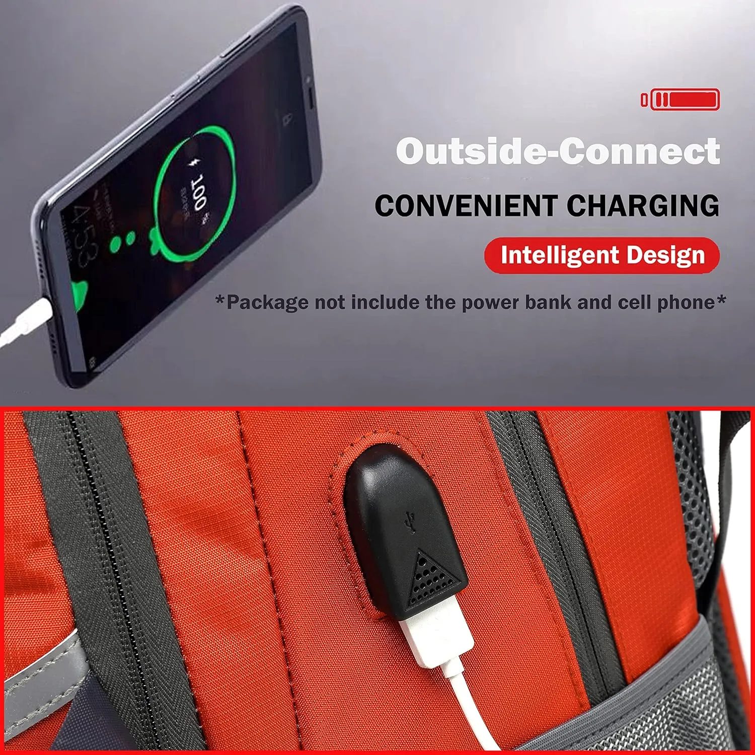 Backpack Bookbag for College Laptop Travel, Fit Laptop Up to 15.6 inch Multi Compartment with USB Charging Port Anti theft, Gift for Men Women (Orange)