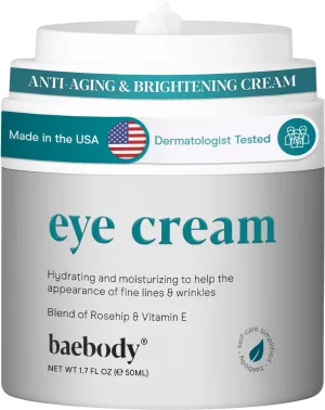 Baebody Critically Acclaimed Eye Cream - Anti Aging Under Eye Cream for Dark Circles - Nourishing Eye Cream for Puffiness and Bags Under Eyes - Day & Night Moisturizer Eye Cream, 1.7 oz