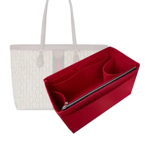 Bag Organizer fits Ophidia Medium Tote Bag Organizer, Ophidia Large Tote Bag Organizer, Handmade 2mm Premium Felt Insert with Gold Zipper Snug Sturdy Fit (For Ophidia Large Size, Beige)
