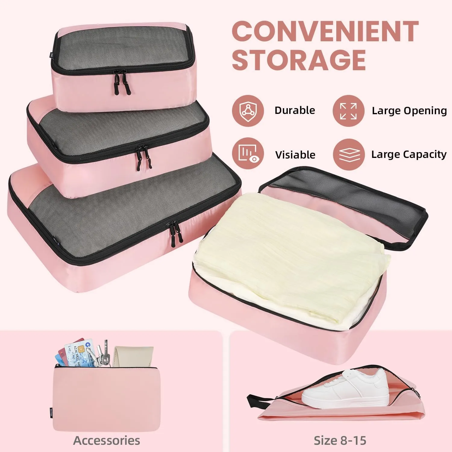 BAGAIL 8 Set/9 Set Packing Cubes Luggage Packing Organizer for Travel, Suitcase Packing Bags for Travel Accessories