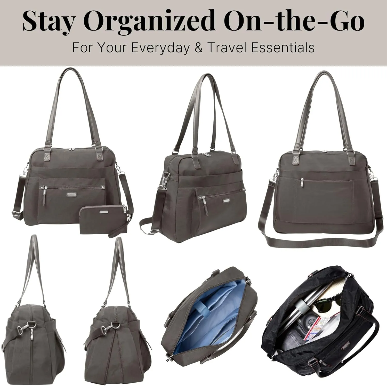 Baggallini Overnight Expandable Laptop Tote - Lightweight Travel Bag for Women