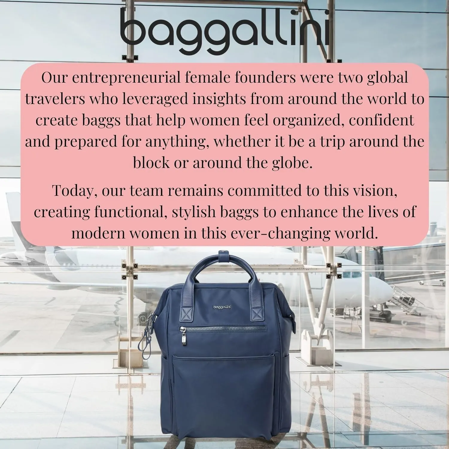 Baggallini Soho Backpack - Travel Laptop Backpack for Women - Lightweight Water-Resistant Luggage Bag, French Navy