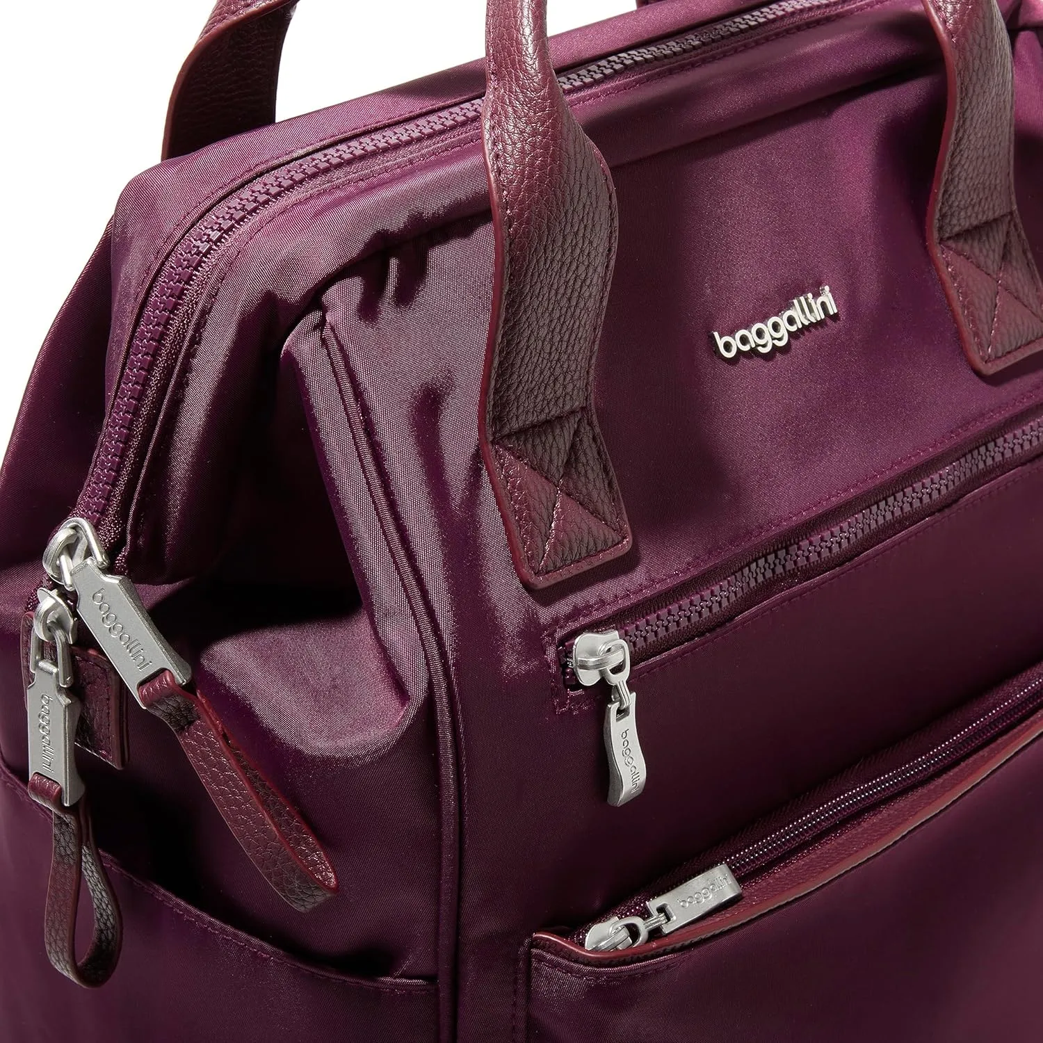 Baggallini Soho Backpack - Travel Laptop Backpack for Women - Lightweight Water-Resistant Luggage Bag, Mulberry