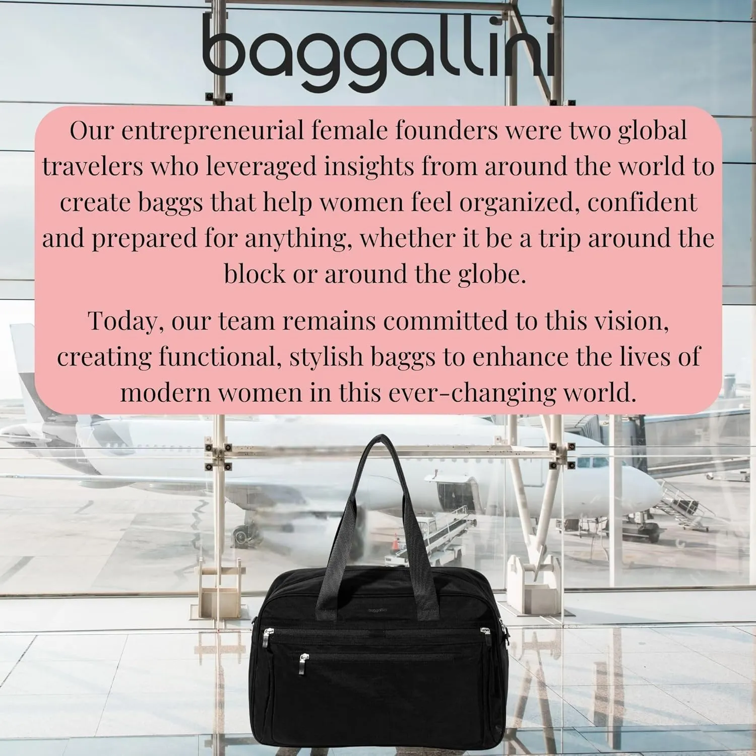 Baggallini Weekender Expandable Duffel - Lightweight 11x17 Inch Overnight Travel Bag
