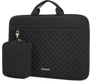 BAGSMART 15-16 inch Laptop Case, Puffy Padded Laptop Sleeve Bag for Women, Portable MacBook Air 13 inch Case Sleeve, Black