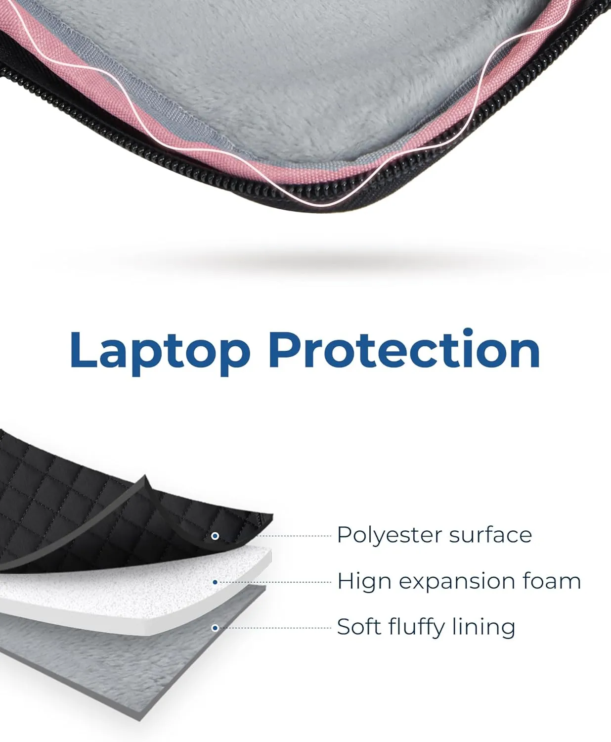 BAGSMART 15-16 inch Laptop Case, Puffy Padded Laptop Sleeve Bag for Women, Portable MacBook Air 13 inch Case Sleeve, Black