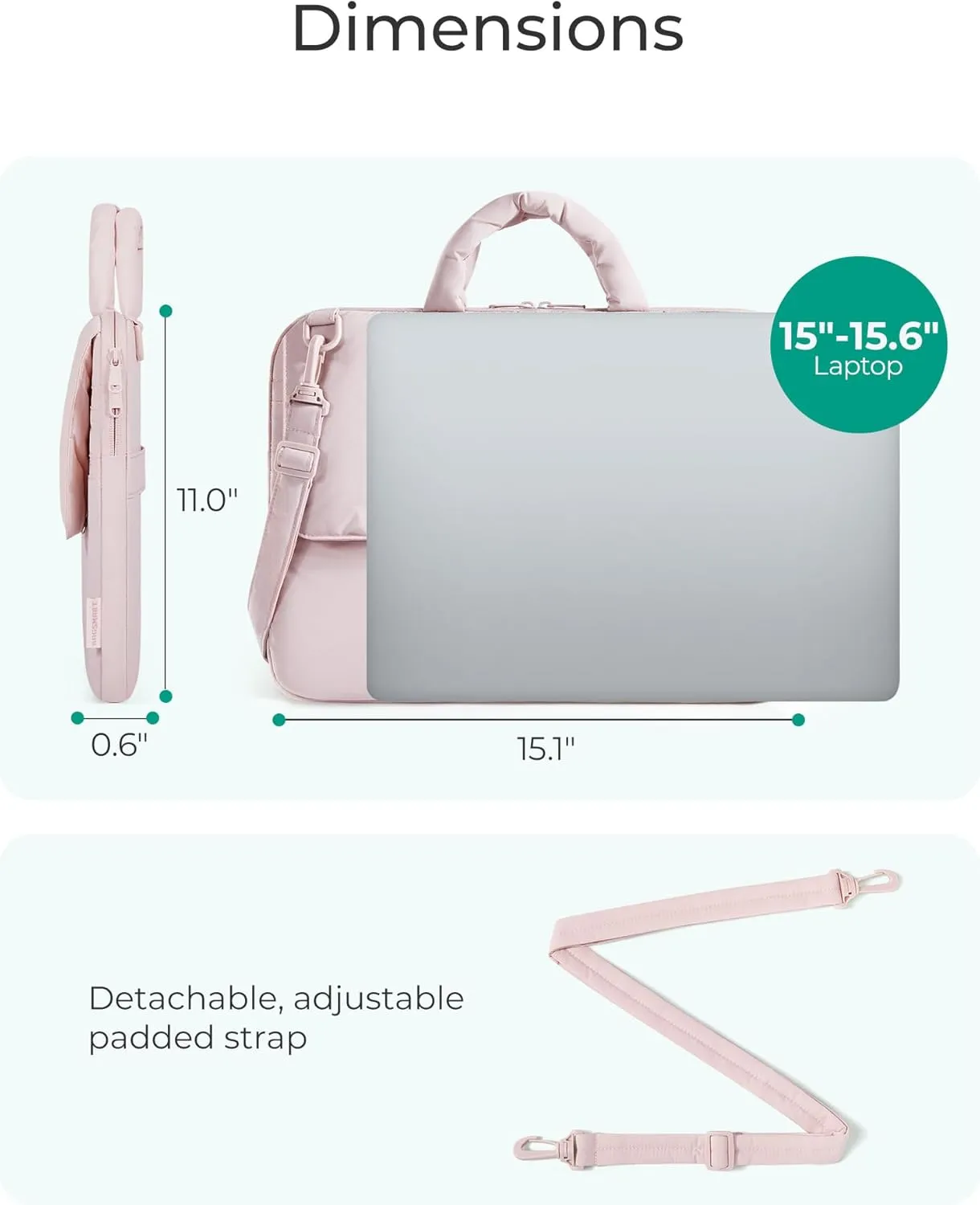 BAGSMART 15-16 Inch Laptop Case Sleeve, Padded Lightweight Laptop Bag with strap for MacBook Air/Pro, Shockproof Water Resistant Laptop Cover Compatible for 15.6 Macbook Dell HP Lenovo Asus, Beige