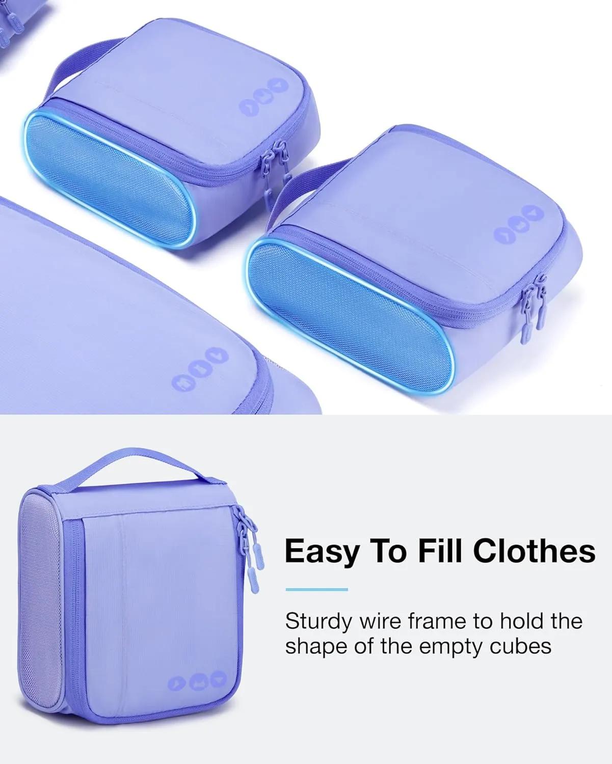 BAGSMART Keep Shape Packing Cubes for Travel, 6 Set Travel Cubes for Packing, Lightweight Suitcase Organizer Bags Set for Travel Essentials
