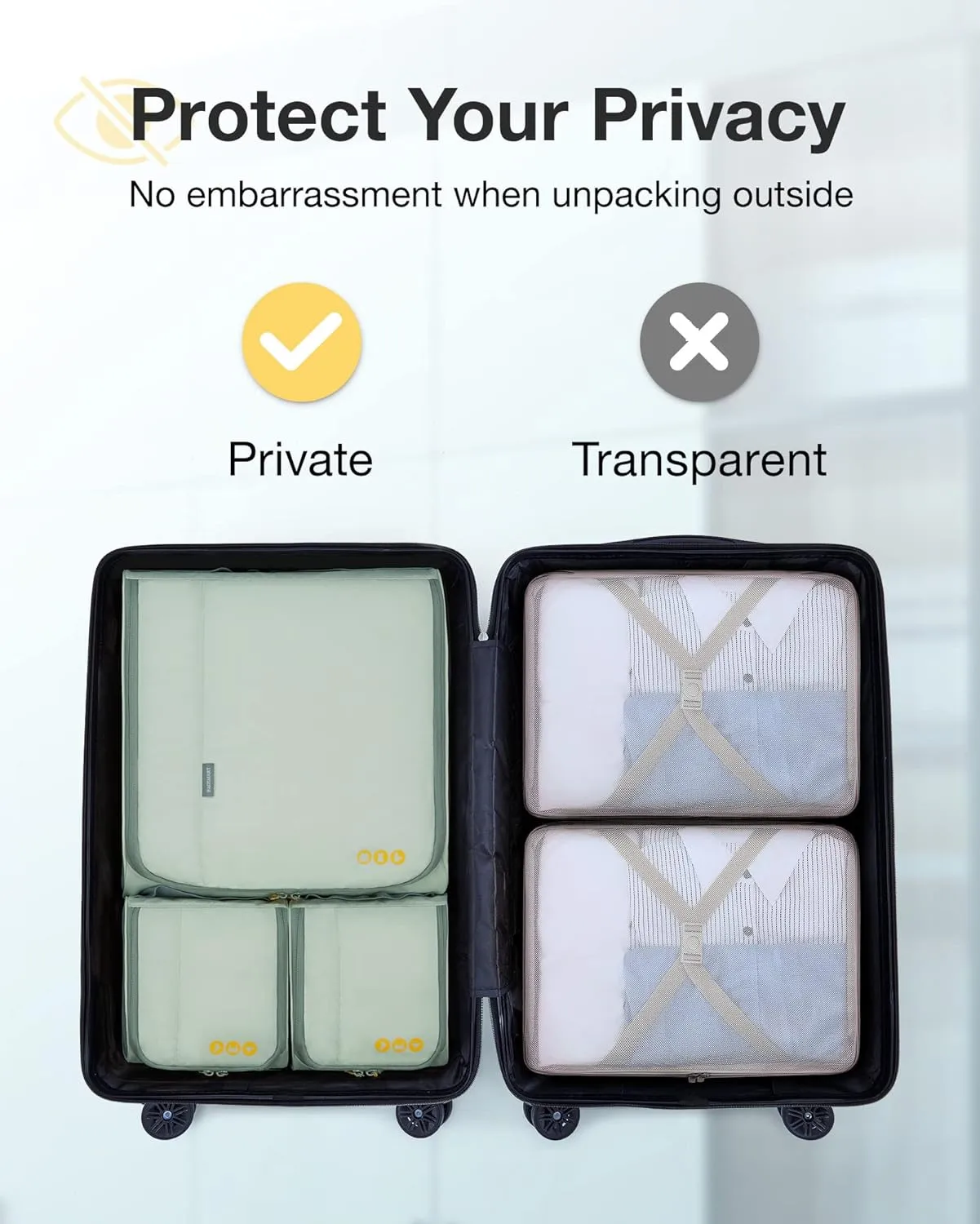 BAGSMART Keep Shape Packing Cubes for Travel, 6 Set Travel Cubes for Packing, Lightweight Suitcase Organizer Bags Set for Travel Essentials