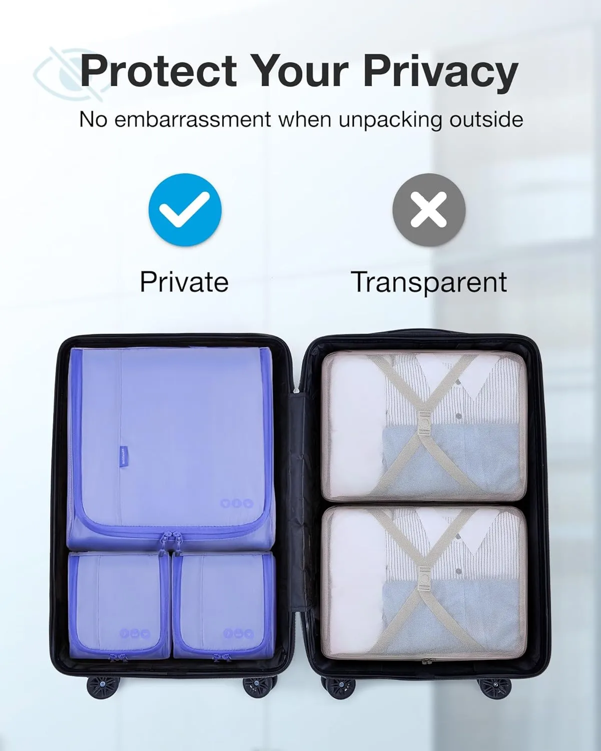 BAGSMART Keep Shape Packing Cubes for Travel, 6 Set Travel Cubes for Packing, Lightweight Suitcase Organizer Bags Set for Travel Essentials