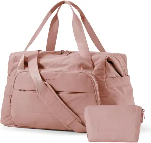 BAGSMART Travel Duffle Bag, Weekender Bags for Women Large Carry on Overnight Bag, Gym Bag with Trolley Sleeve, Personal Item Travel Bag Workout Dance Bag, Dark Pink