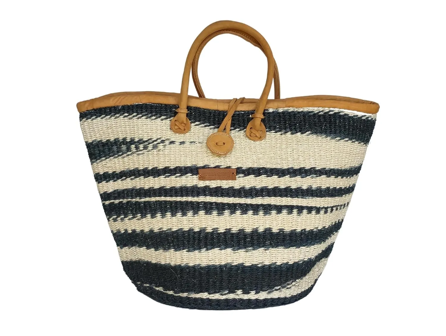 Balance Sisal Fiber Handwoven African Tote Bag, Market Economical Grocery Shopping Bags with Leather Strap Handles and Zipper Closure, Summer Beach Handbag, Straw Shoulder Purse for Women Travel