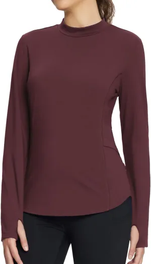 baleaf Women's Thermal Tops Fleece Lined Shirts Long Sleeve Cold Weather Running Gear Workout Zipper Pocket Thumbholes