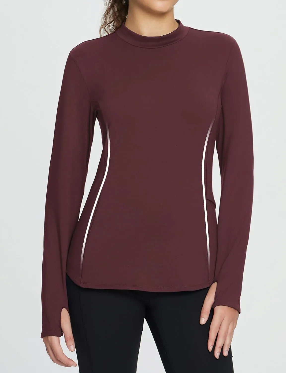 baleaf Women's Thermal Tops Fleece Lined Shirts Long Sleeve Cold Weather Running Gear Workout Zipper Pocket Thumbholes