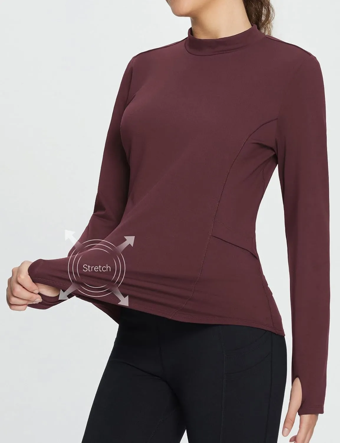 baleaf Women's Thermal Tops Fleece Lined Shirts Long Sleeve Cold Weather Running Gear Workout Zipper Pocket Thumbholes