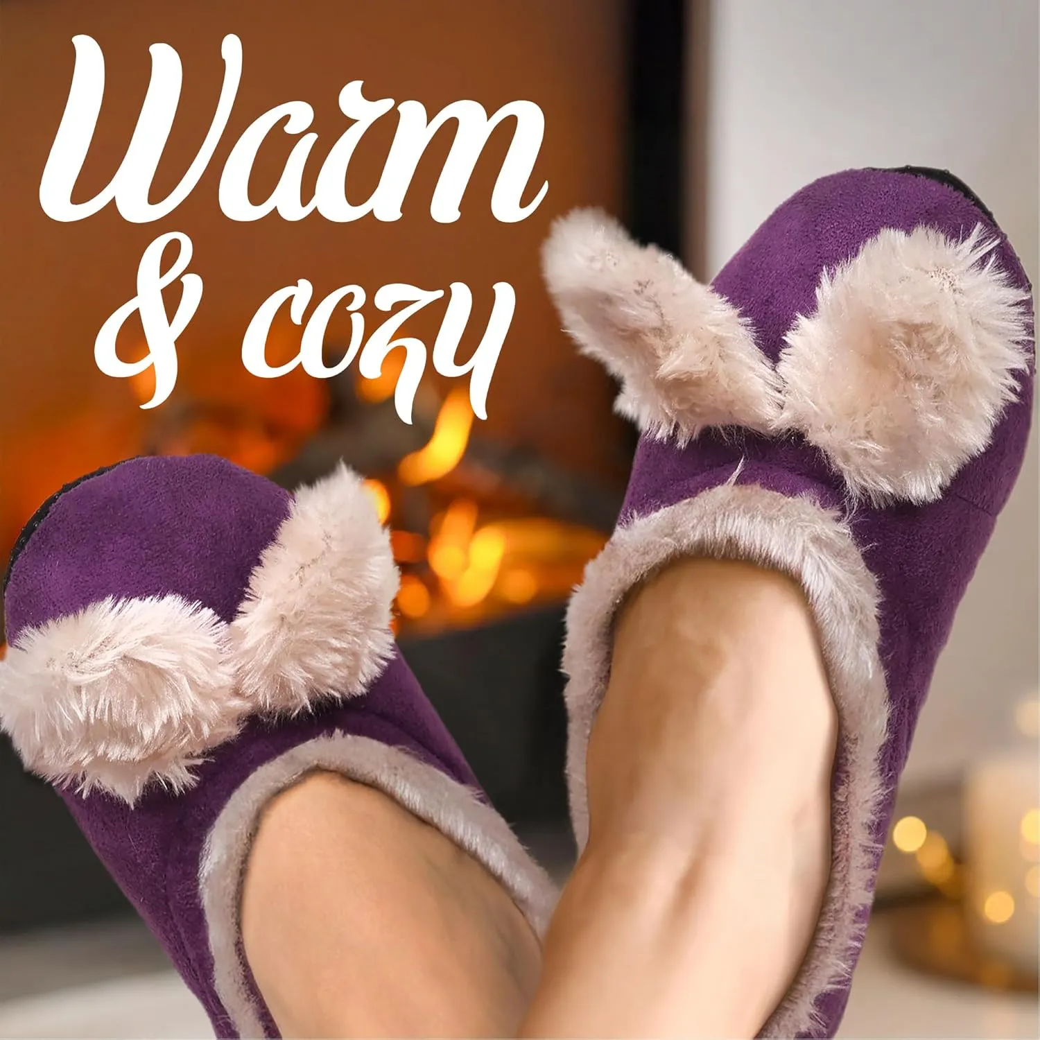 BambooMN Adult Women's Footies Slippers Non-Slip Lined Home Travel Socks - Varies Style and Colors - Value Pack