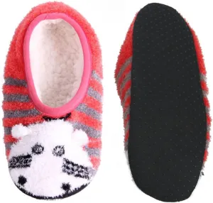 BambooMN Kid/Youth Warm Microfiber Travel Animal Cozy Fuzzy Slippers Non-Slip Lined Socks/Shoes, 3 Pairs