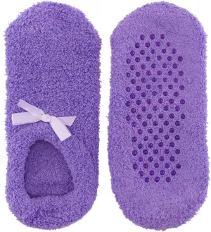 BambooMN Super Soft Warm Microfiber Travel Home Fuzzy Cozy Footsie Slipper Socks, 3 Pairs