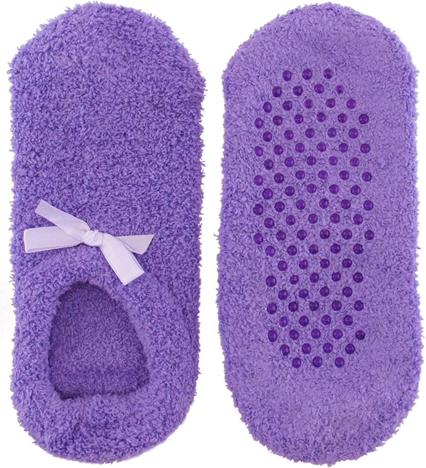 BambooMN Super Soft Warm Microfiber Travel Home Fuzzy Cozy Footsie Slipper Socks, 3 Pairs