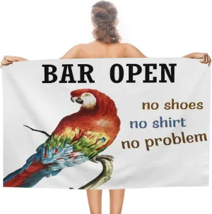 Bar Open No Shoes No Shirt Beach Towel Sand Free 31x51 Lightweight Microfiber Beach Camping Bathroom Outside Towels Rustic Happy Hour Pool Beach Travel Towel Beach Wedding Favor Bridal Shower Gift