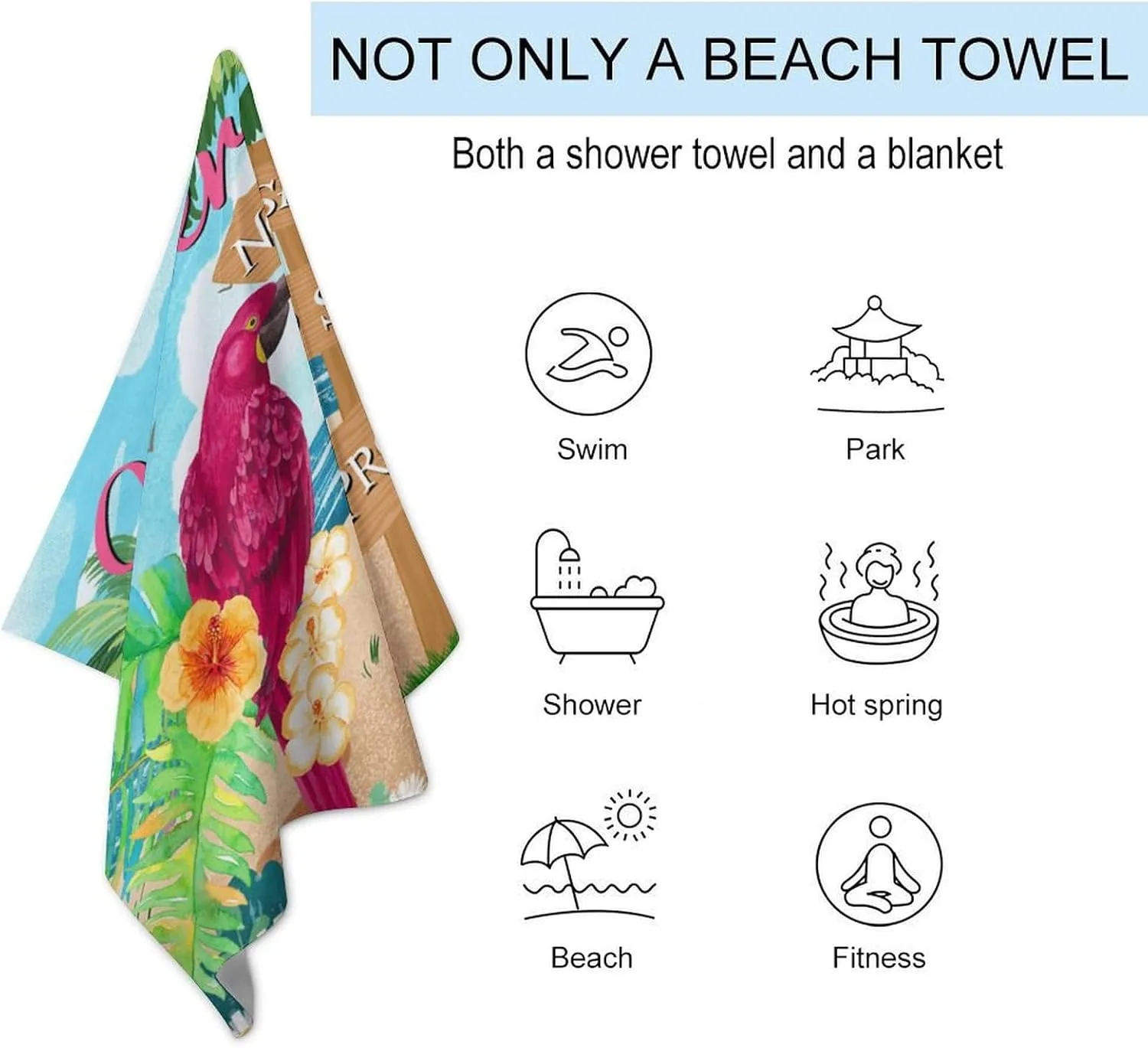 Bar Open No Shoes No Shirt No Problem Beach Bath Towel No-Shrink 31x51 Lightweight Microfiber Camping Gym Cruises Travel Towels Rustic Happy Hour Pool Beach Travel Towel Vacation Gift Bridesmaid Gifts