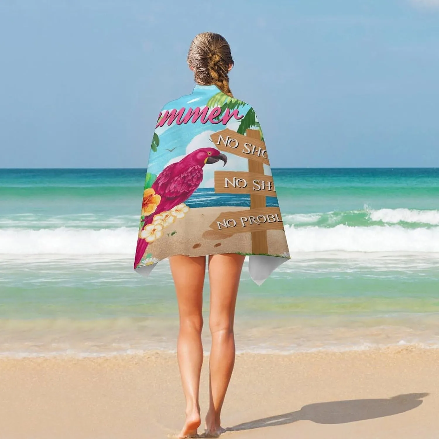 Bar Open No Shoes No Shirt No Problem Beach Bath Towel No-Shrink 31x51 Lightweight Microfiber Camping Gym Cruises Travel Towels Rustic Happy Hour Pool Beach Travel Towel Vacation Gift Bridesmaid Gifts