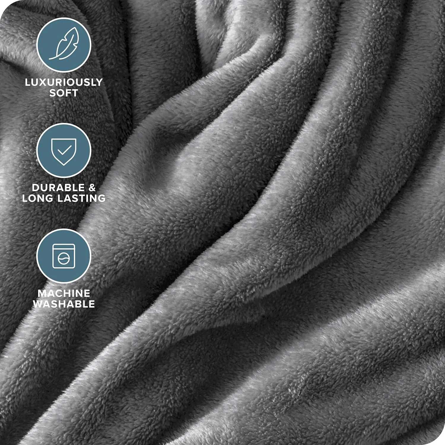 Bare Home Fleece Microplush Blanket - Extra Long - Lightweight Throw for Bed, Sofa, Couch, Movie Night, Camping, and Travel - Cabin Blanket (Twin/Twin XL, Grey)
