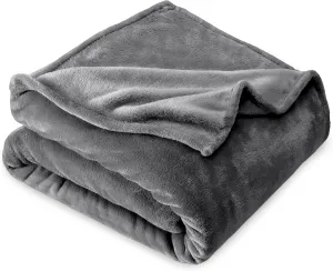 Bare Home Fleece Microplush Blanket - Extra Long - Lightweight Throw for Bed, Sofa, Couch, Movie Night, Camping, and Travel - Cabin Blanket (Twin/Twin XL, Grey)