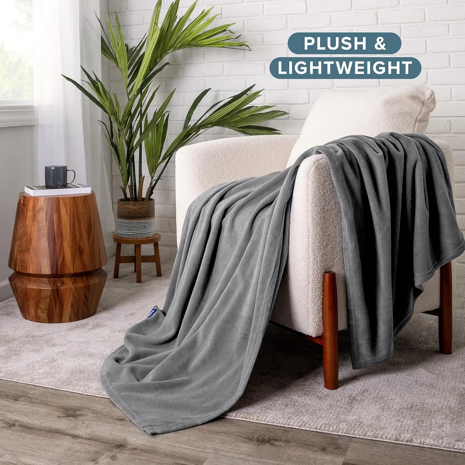 Bare Home Polar Fleece Blanket - Extra Long - Grey - Warm & Cozy - Premium Fleece Throw for Bed, Sofa, Camping, Travel and Cold Nights - Lightweight Blanket (Twin/Twin XL, Grey)