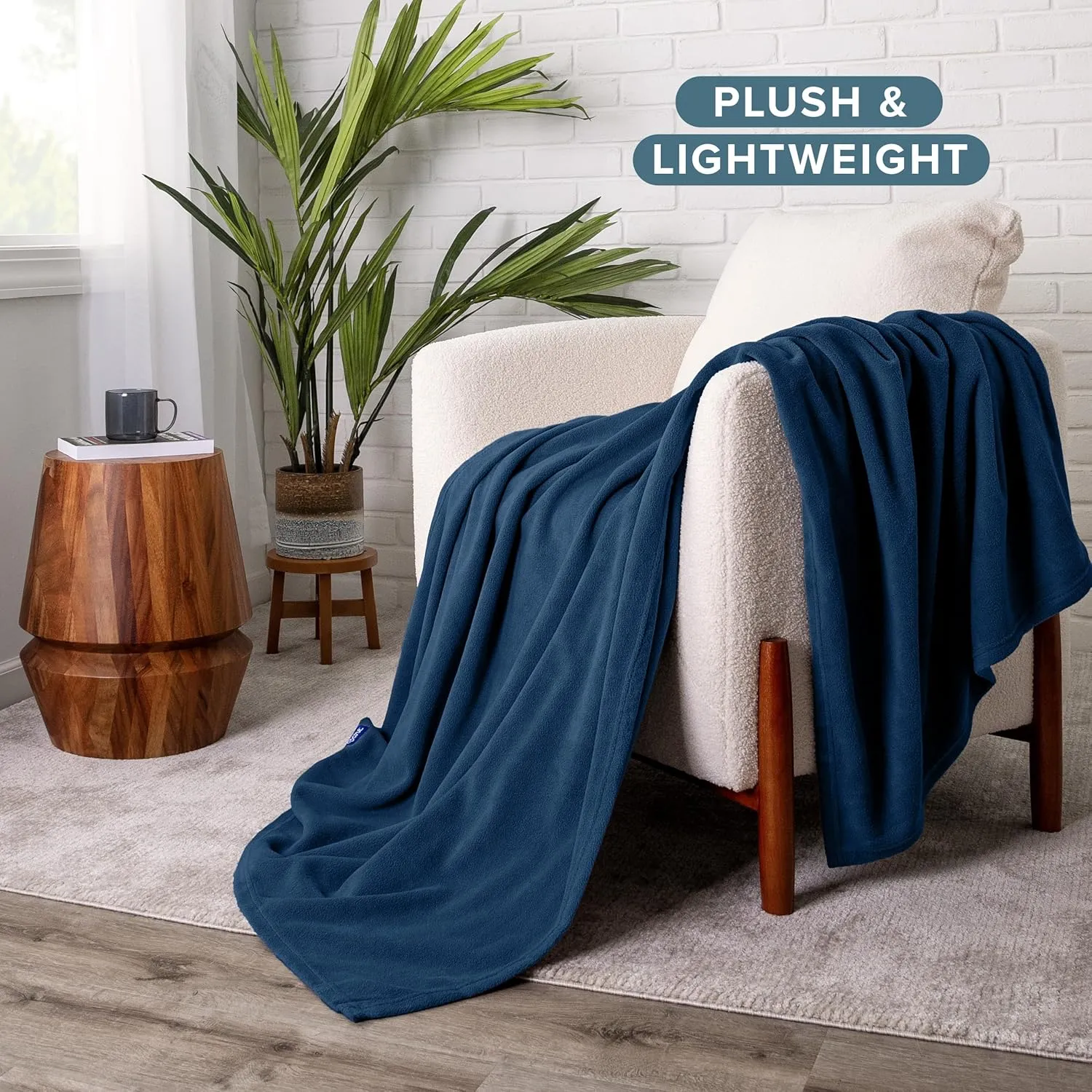 Bare Home Polar Fleece Blanket - Full/Queen - Dark Blue - Warm & Cozy - Premium Fleece - Throw for Bed, Sofa, Camping, Travel and Cold Nights - Lightweight Blanket (Full/Queen, Dark Blue)