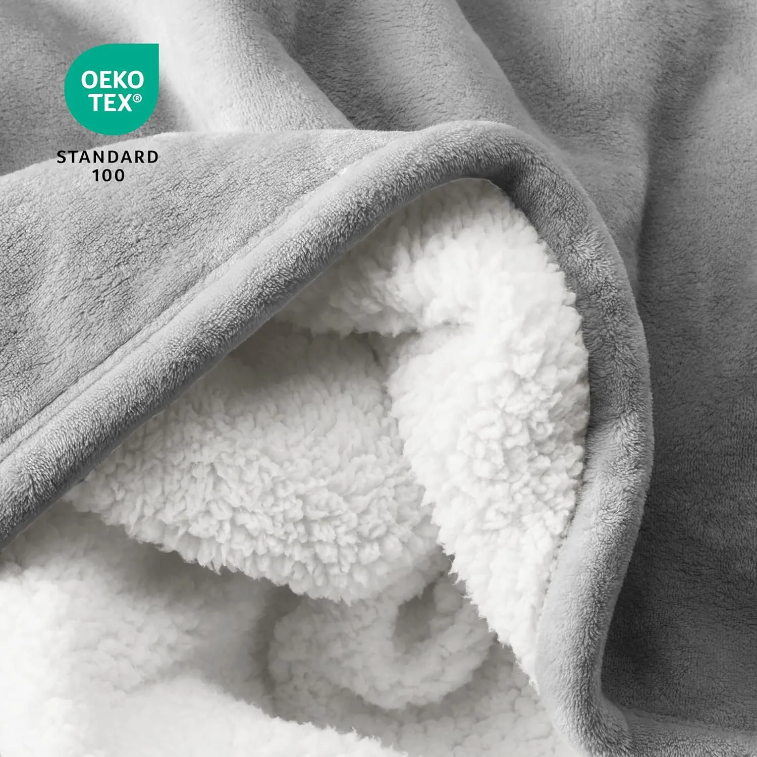 Bare Home Sherpa Fleece Blanket - Extra Long - Blanket for Bed, Sofa, Couch, Camping, Travel, and Gifts - Warm & Lightweight - Fluffy & Soft - Reversible (Twin/Twin XL, Light Grey)