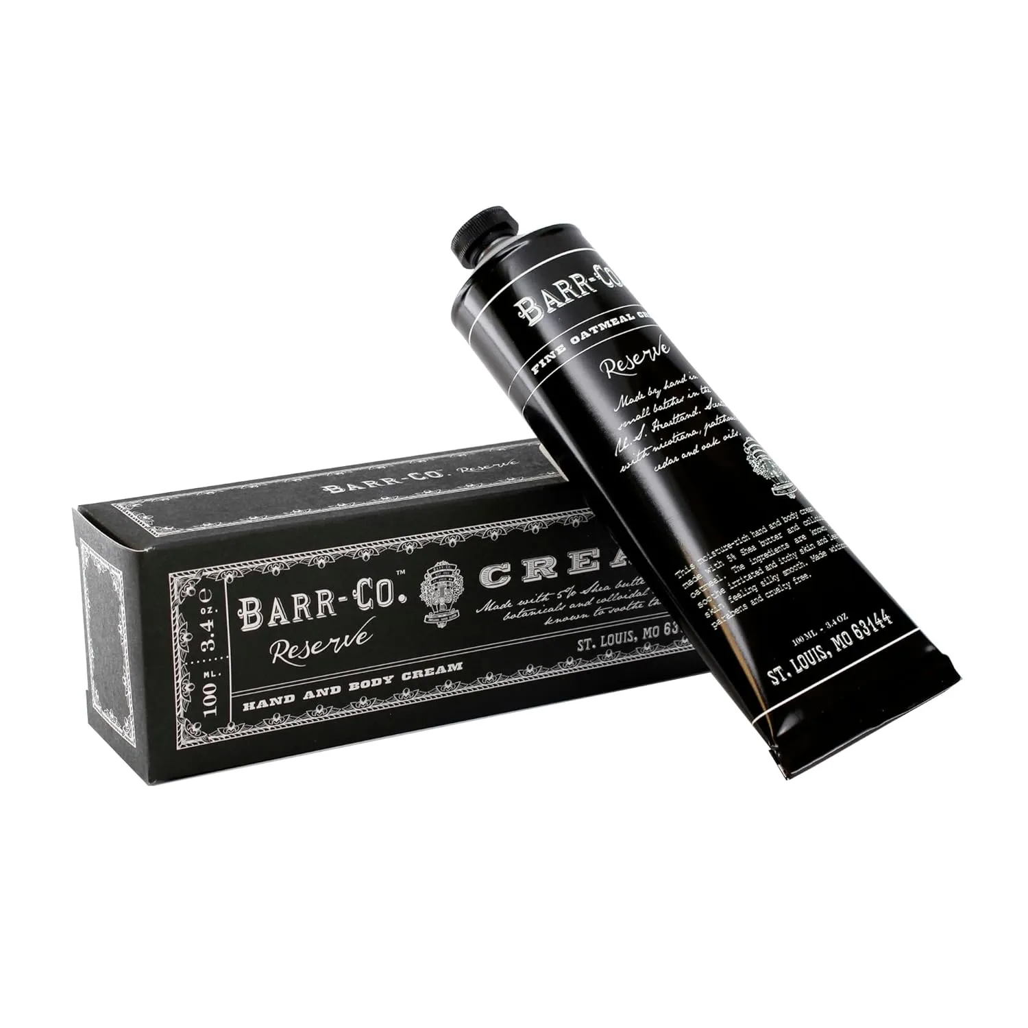 BARR-CO. Reserve Hand & Body Cream, Woody Patchouli & Nicotene Aroma, Body Cream for Dry Cracked Skin, Suitable for Aging Crepey Skin, Moisturizing Shea Butter Cream, 3.4 oz