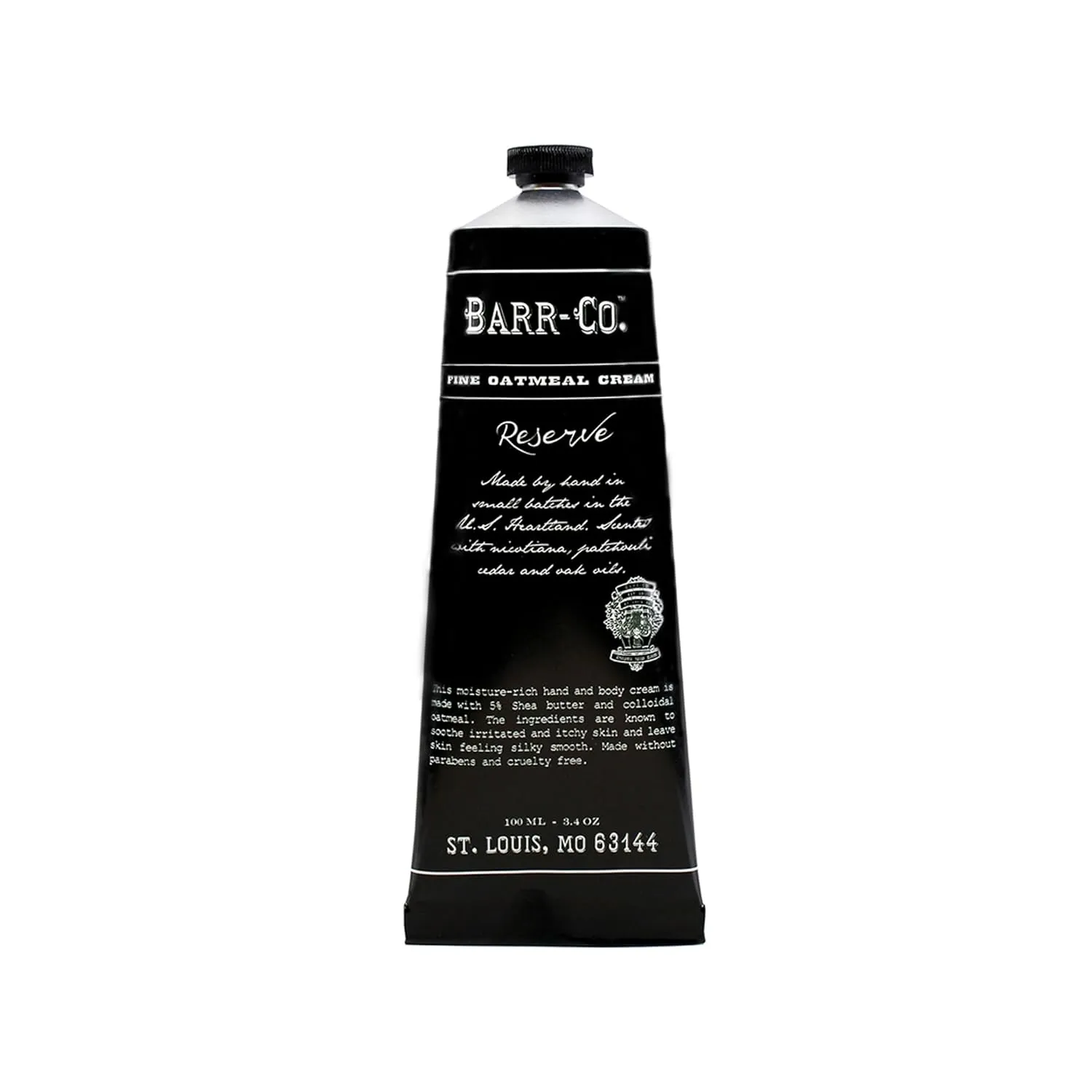 BARR-CO. Reserve Hand & Body Cream, Woody Patchouli & Nicotene Aroma, Body Cream for Dry Cracked Skin, Suitable for Aging Crepey Skin, Moisturizing Shea Butter Cream, 3.4 oz