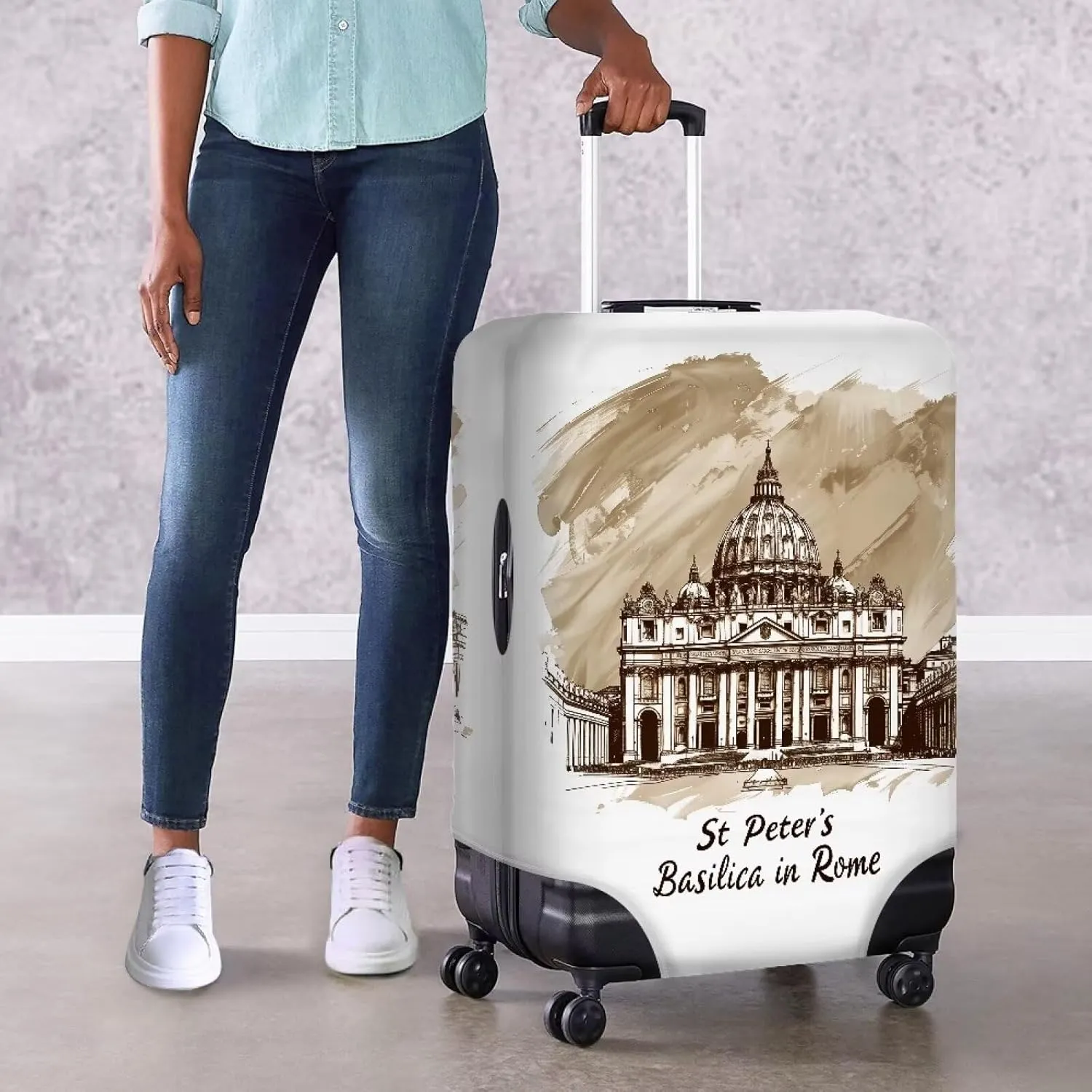 Basilica In Rome Suicases Cover Luggage Covers for Suitcase Cover Protector Fit 18-32 Inch Luggage Travel Size Covers Protective Cover Luggage Cover for Travel Carry On Covers-L