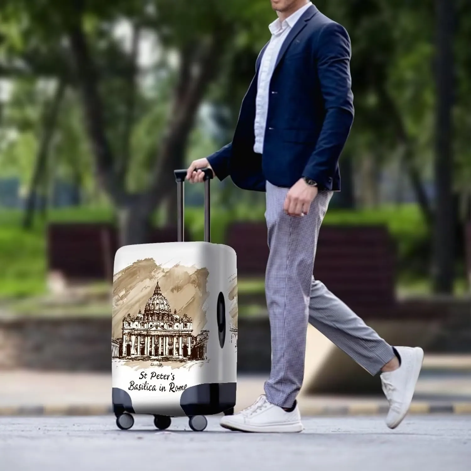 Basilica In Rome Suicases Cover Luggage Covers for Suitcase Cover Protector Fit 18-32 Inch Luggage Travel Size Covers Protective Cover Luggage Cover for Travel Carry On Covers-L