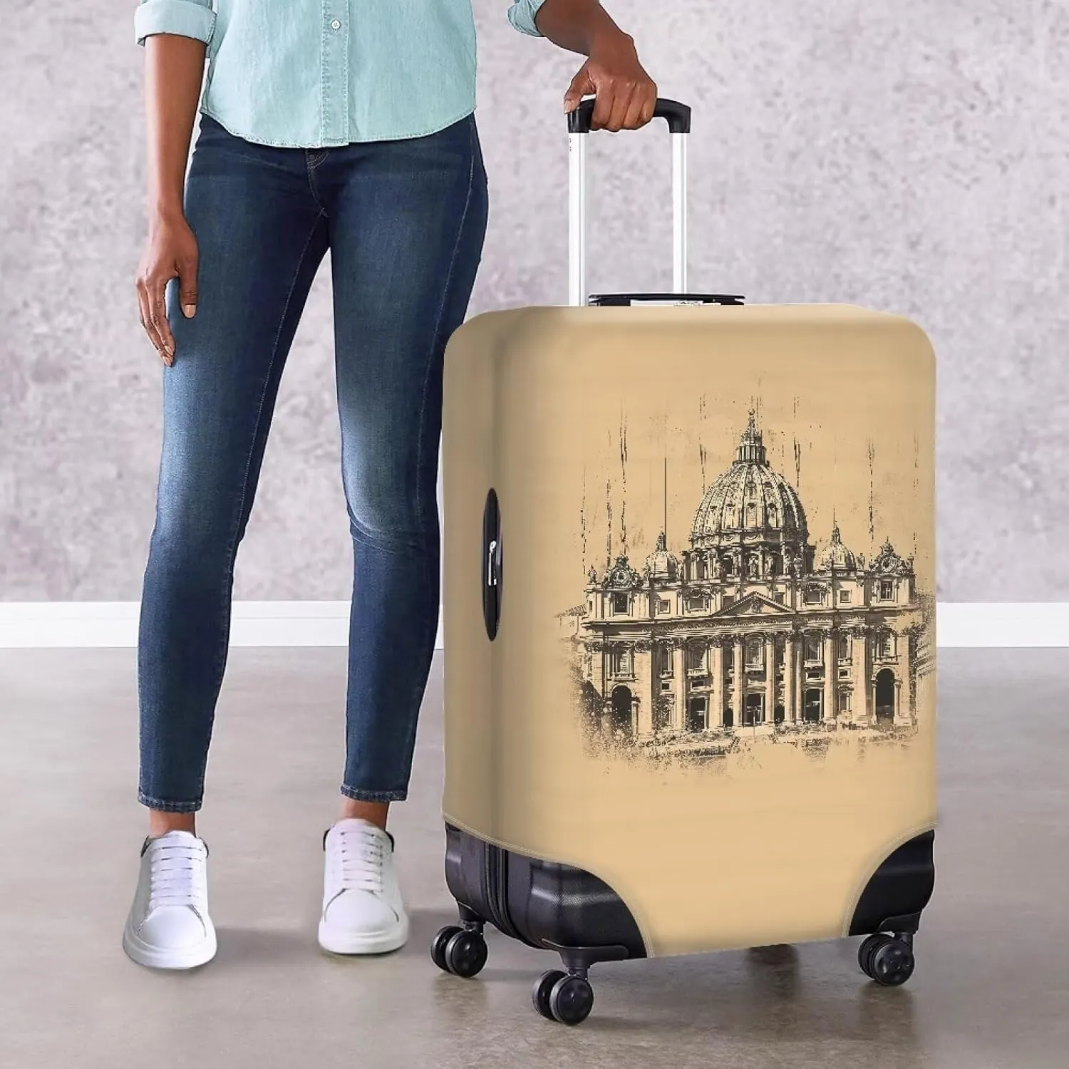 Basilica In Rome01 Luggage Cover Washable Suitcase Protector Anti-Scratch Suitcase Cover Fits 18-32 Inch Luggage Custom Luggage Cover Large Suitcase Cover Protector Suitcase Covers-L