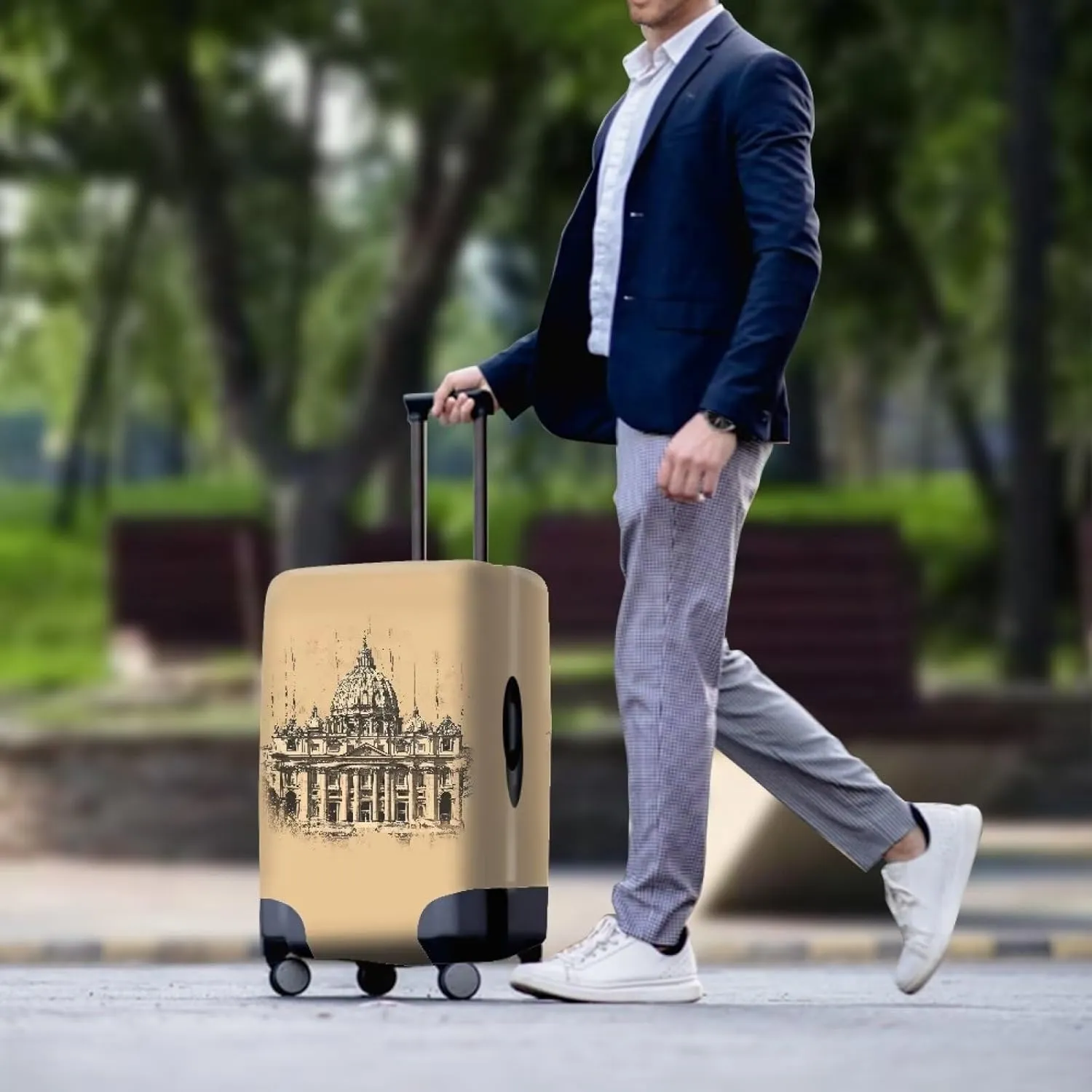 Basilica In Rome01 Luggage Cover Washable Suitcase Protector Anti-Scratch Suitcase Cover Fits 18-32 Inch Luggage Custom Luggage Cover Large Suitcase Cover Protector Suitcase Covers-L