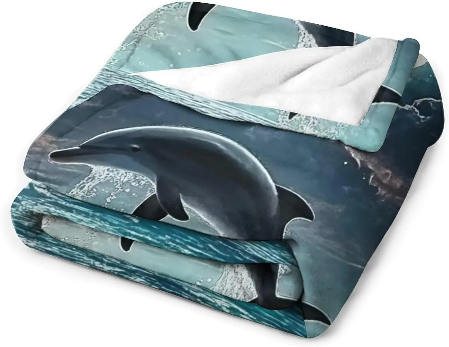 Beach Jumping Sea Moon Black Ultra Soft Flannel Fleece Bed Blankets Lightweight Cozy Throw Blanket Room Decor for Couch Sofa Bedroom Adults Bedding Lightweight Cozy Blanket 50"x60"