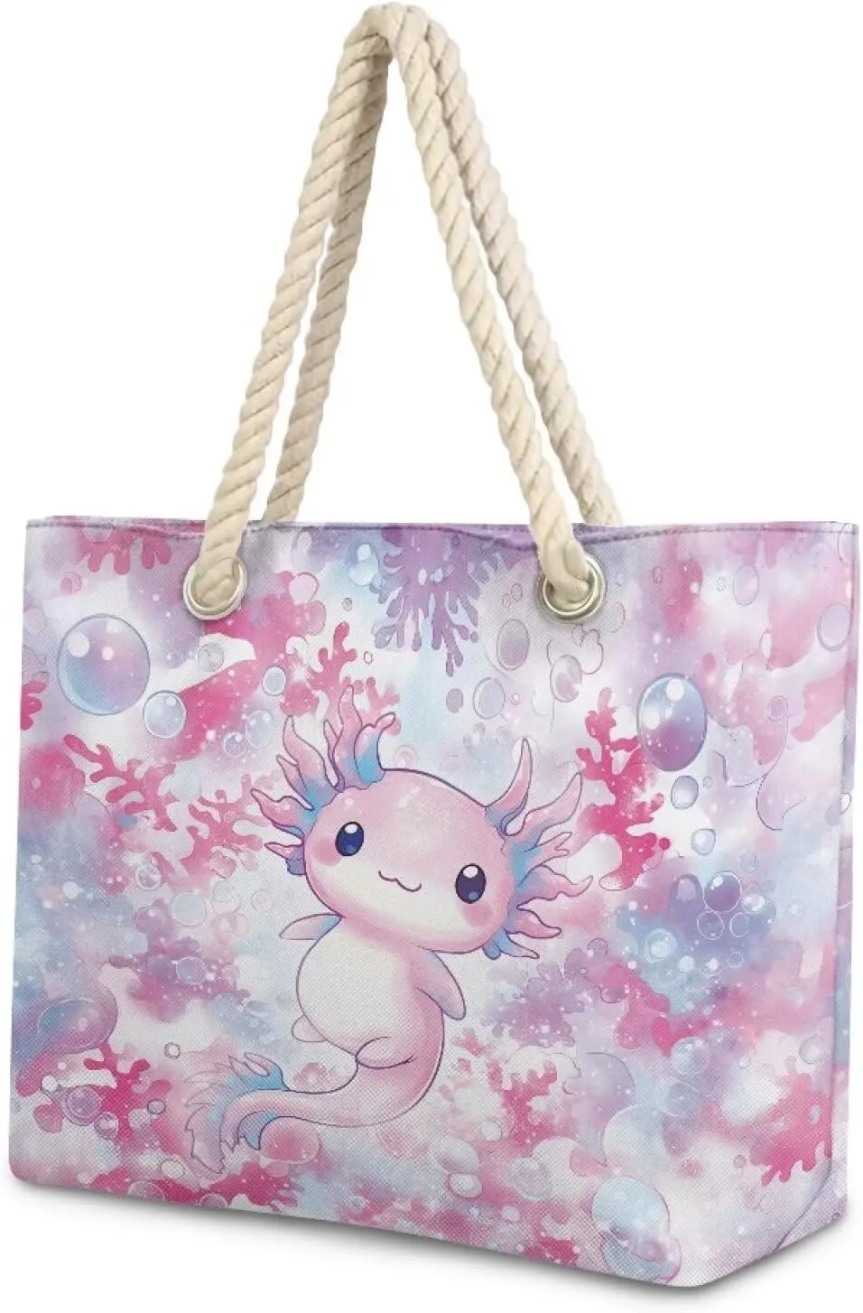 Beach Tote Bag for Women and Men with Hemp Rope Handle Large Capacity Handbag Trendy Travel Pool Summer Bags