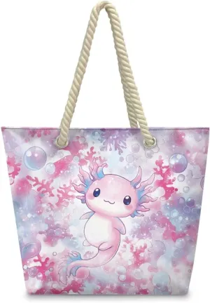 Beach Tote Bag for Women and Men with Hemp Rope Handle Large Capacity Handbag Trendy Travel Pool Summer Bags