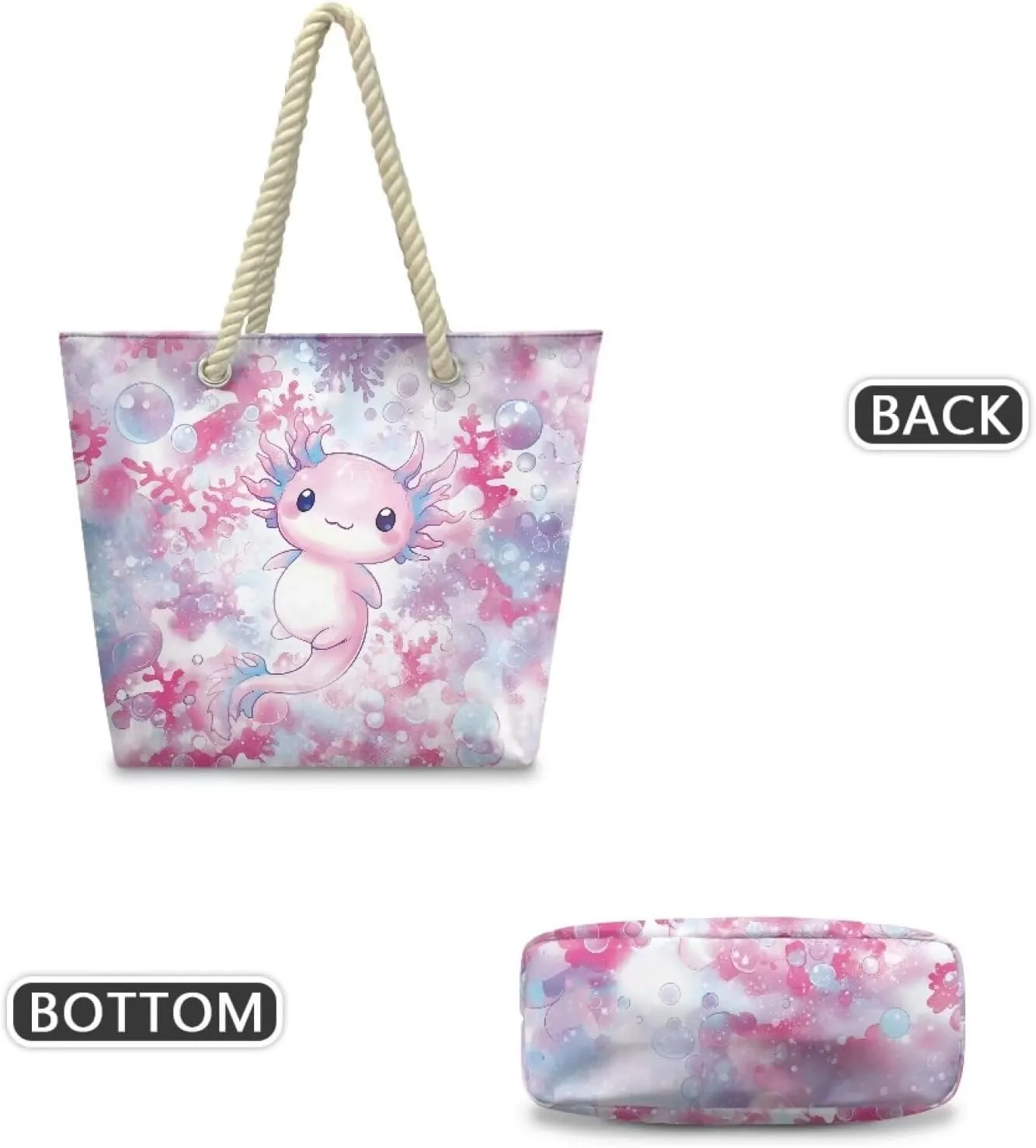 Beach Tote Bag for Women and Men with Hemp Rope Handle Large Capacity Handbag Trendy Travel Pool Summer Bags
